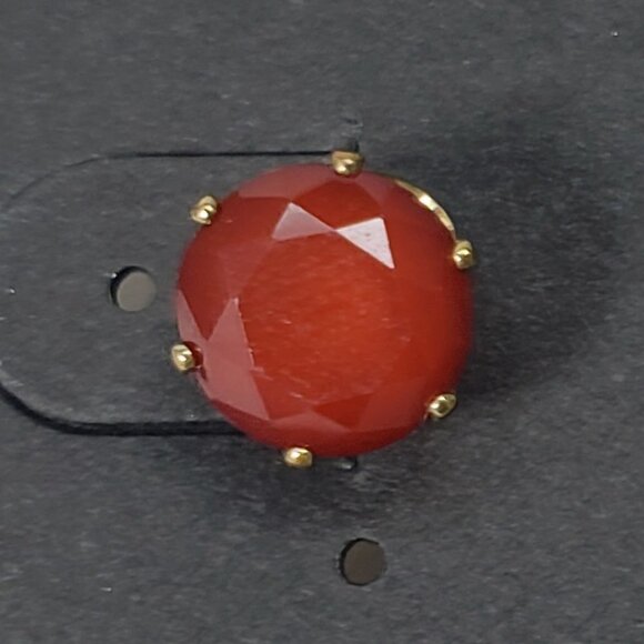 Katheryn Kent Red Stone Stud Earrings – Gold-Tone Women's Statement Jewelry - Picture 3 of 8